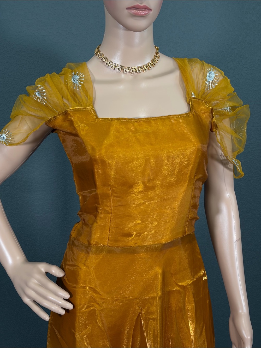 Brand new mustard yellow satin maxi dress for women,Bust size- M up to L